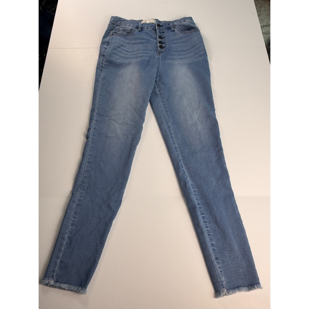 C Est 1946 Denim Hi Rise Skinny Jeans Size 6 Light Wash Button Fly Frayed Hem